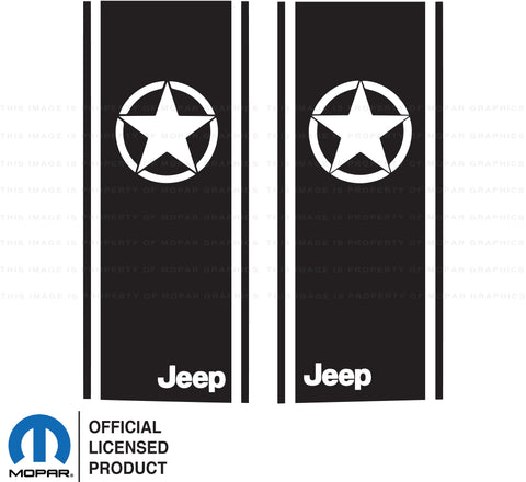 JT Gladiator Bedside Stripes Decal - Military Star with Jeep Logo/Single Colors