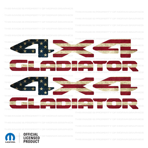 JT "4x4 Gladiator" Decal - Distressed  American Flag