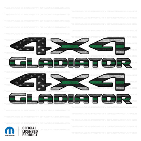 JT "4x4 Gladiator" Decal - Thin Green Line