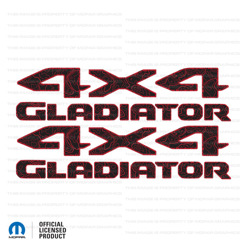 JT "4X4 GLADIATOR  " DECAL - Topographic Patterns with Outline