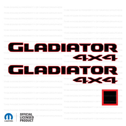 JT "Gladiator 4x4 " Decal - Color Outlines