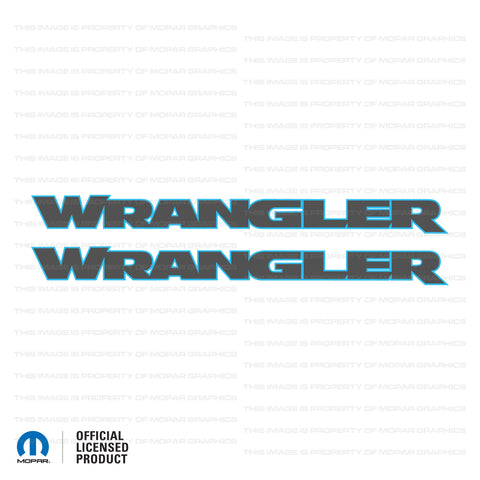 JK/JL "Wrangler" Hood Decal- Gray with 4xe Blue Outline