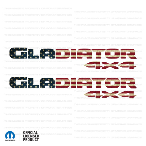 JT "Gladiator 4x4 " Decal - Distressed American Flag