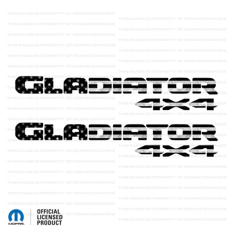 JT "Gladiator 4x4 " Decal - B&W American Flag