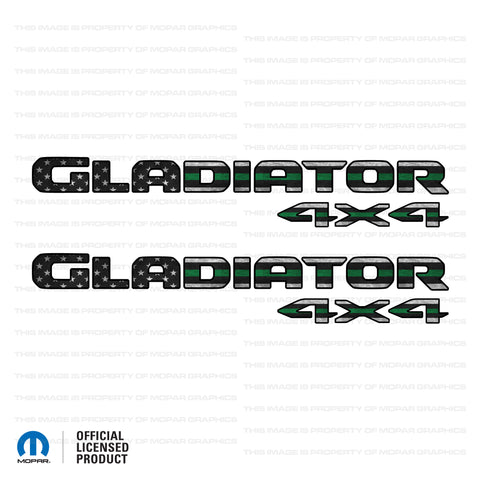 JT "Gladiator 4x4   " Decal - Thin Green Line