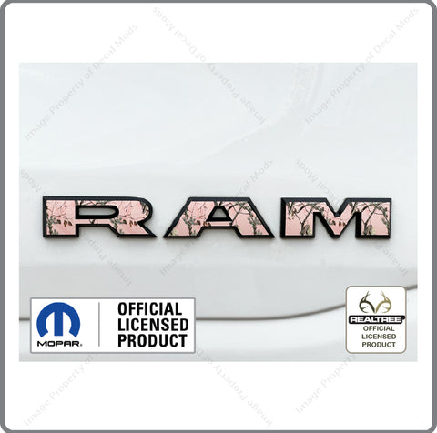19 - 24 RAM Side Emblem OVERLAY Decals Realtree Camo APC Pink Stickers FD1C8