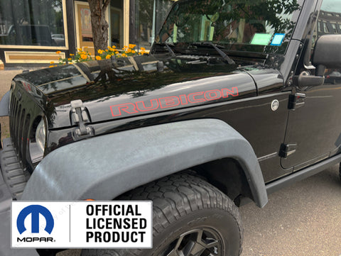 2x JL STYLE FOR JK Jeep RUBICON Hood Decals Graphics Stickers Black Red FJ1T9