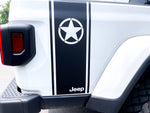 JT Gladiator Bedside Stripes Decal - Military Star with Jeep Logo/Single Colors