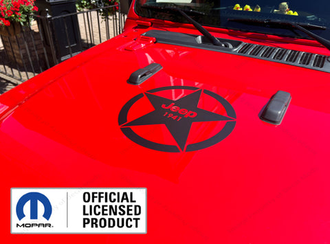 Set of 2: 2" JEEP 1941 Star Hood Vinyl Decal Graphic Sticker MATTE BLACK SJ9A8