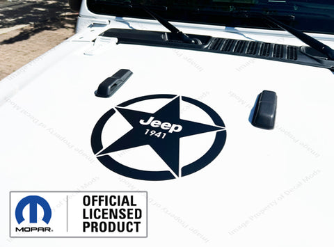 Set of 2: 2" JEEP 1941 Star Hood Vinyl Decal Graphic Sticker GLOSS BLACK SJ9A8