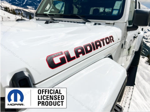 SET OF 2 - Jeep GLADIATOR Hood Decals Stickers Map 3D Topo Lines Red Black UV1A2