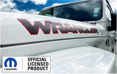 SET OF 2 - Jeep WRANGLER Hood Decals Stickers 3D Topo Map Lines Black Red UV1A0