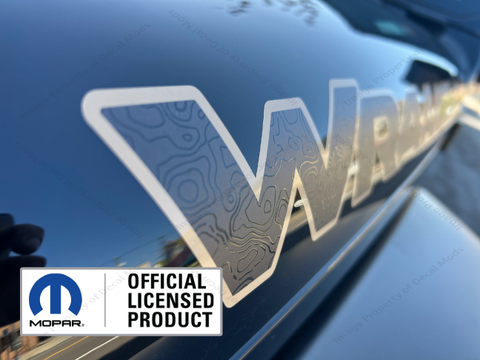 SET OF 2 - Jeep WRANGLER Hood Decals Stickers 3D Topo Map Black Tan UV1A0