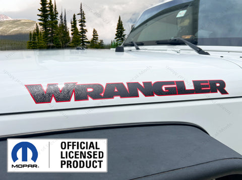 (2x) Jeep WRANGLER JK Hood Decals Stickers 3D Topo Map RED Black UV1A8