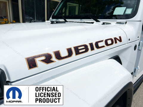 2x Jeep Gladiator RUBICON Hood Decals Stickers Map 3D Lines TAN black red UV2A1