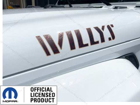 SET 2 Jeep Wrangler WILLYS Hood Decals Stickers 3D Topo Map TAN black red UV2A4