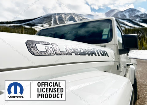 SET OF 2 - Jeep GLADIATOR Hood Decals Stickers Map 3D Topo Lines Black UV1A2